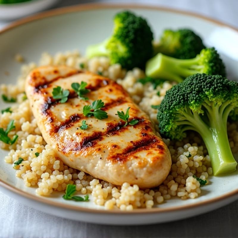 Grilled Chicken Breast with Quinoa and Steamed Broccoli