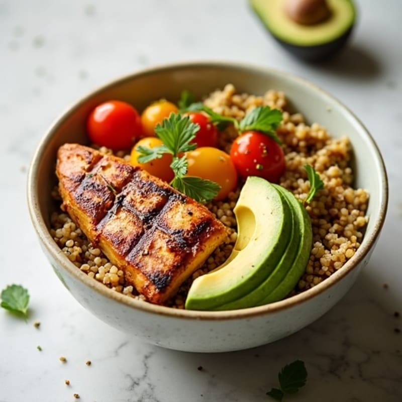 Grilled Chicken and Quinoa Bowl with Roasted Vegetables