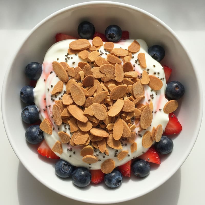 Greek Yogurt Protein Parfait with Almonds and Berries