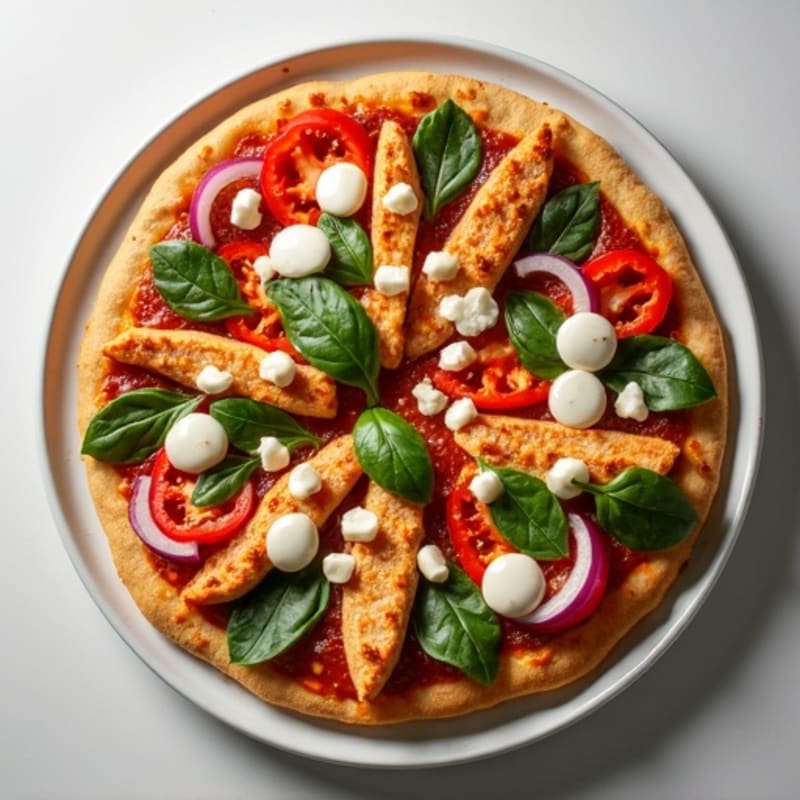 Whole Wheat BBQ Ranch Chicken Pizza with Fresh Vegetables