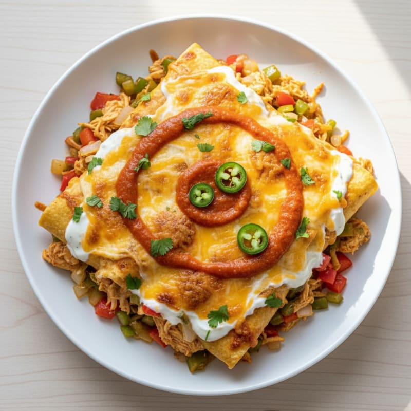 Creamy Chicken Enchilada Bake with Zesty Sauce