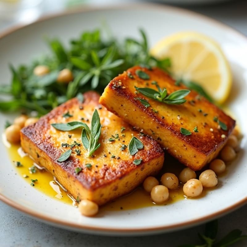 Garlic-Herb Pan Seared Tofu Steaks