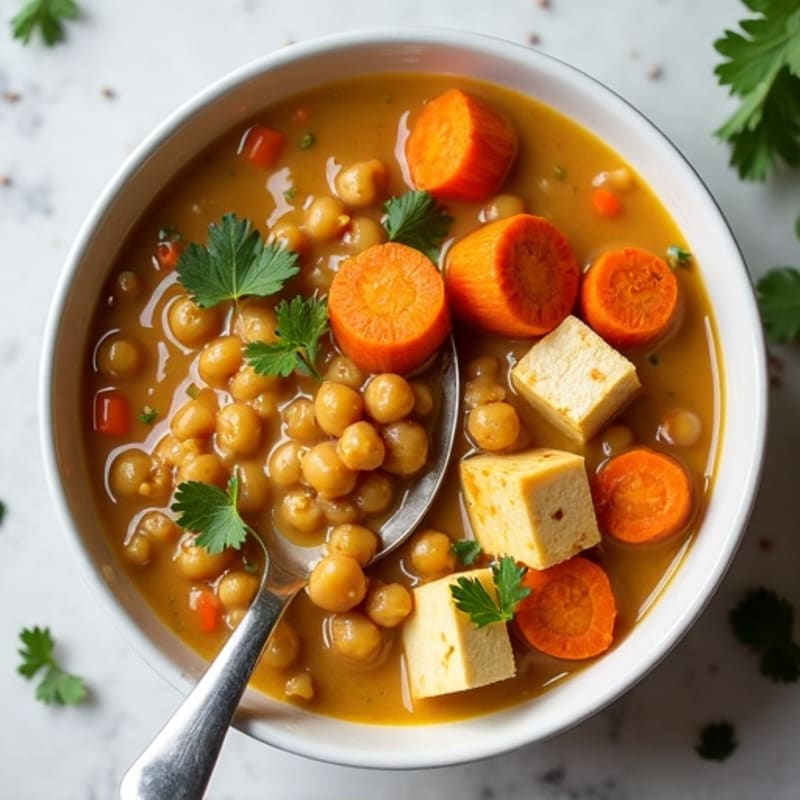 Creamy Coconut Lentil Stew with Roasted Root Vegetables