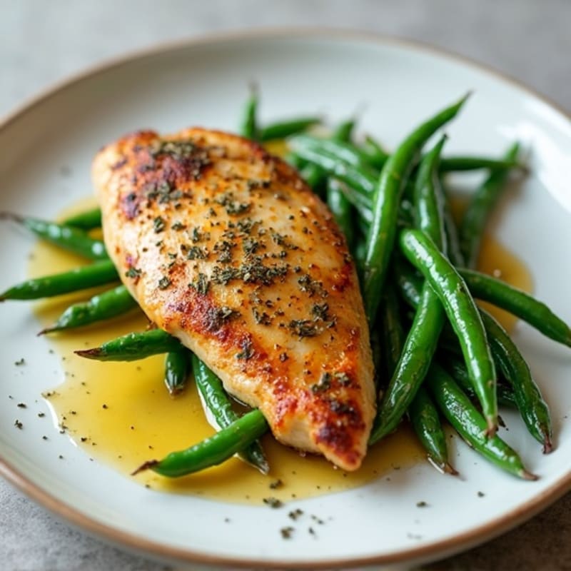 Herb-Roasted Chicken Breast with Garlic Green Beans