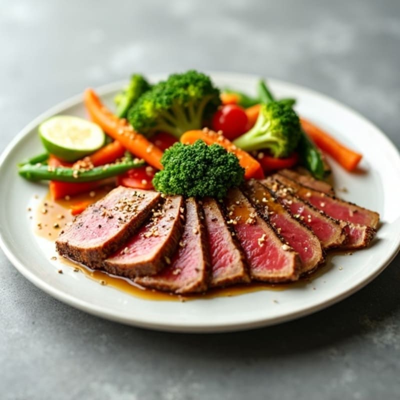 Sesame-Ginger Seared Tuna with Crispy Vegetables
