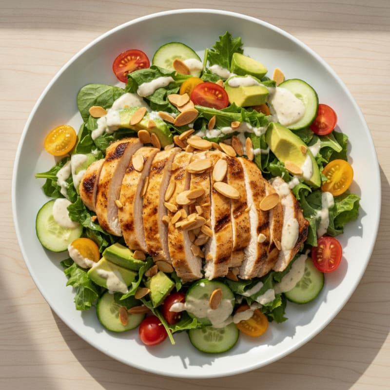 Grilled Chicken and Vegetable Salad with Toasted Almonds
