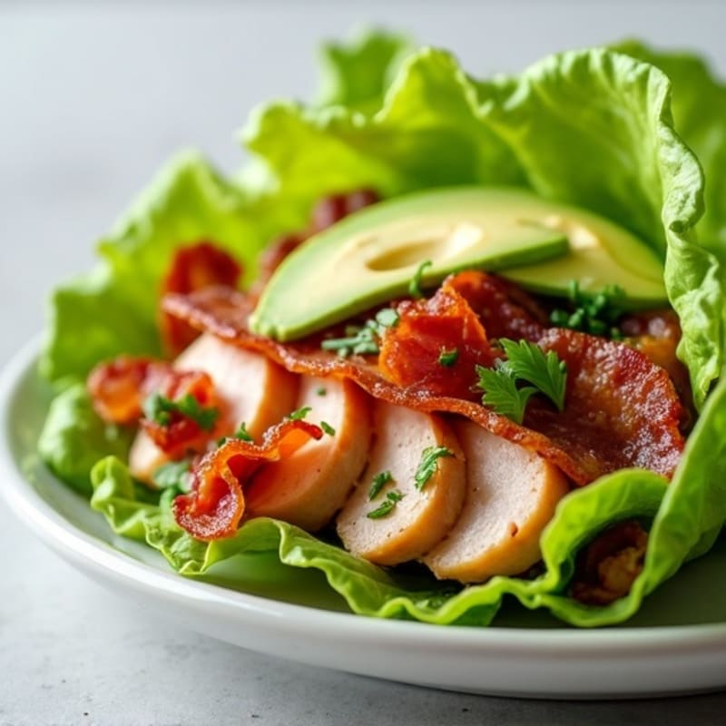 Turkey and Crispy Bacon Lettuce Wraps with Creamy Avocado