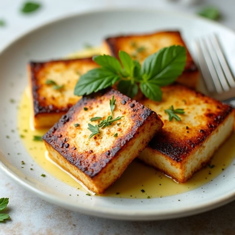 Garlic-Herb Pan Seared Tofu Steaks