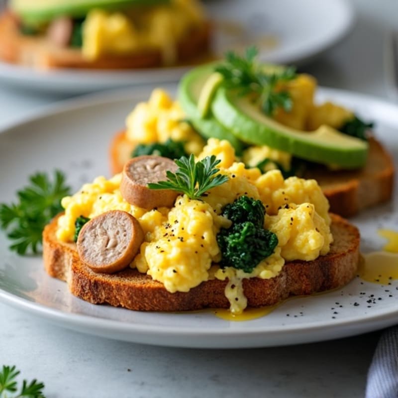 Egg White Scramble with Turkey Sausage and Spinach