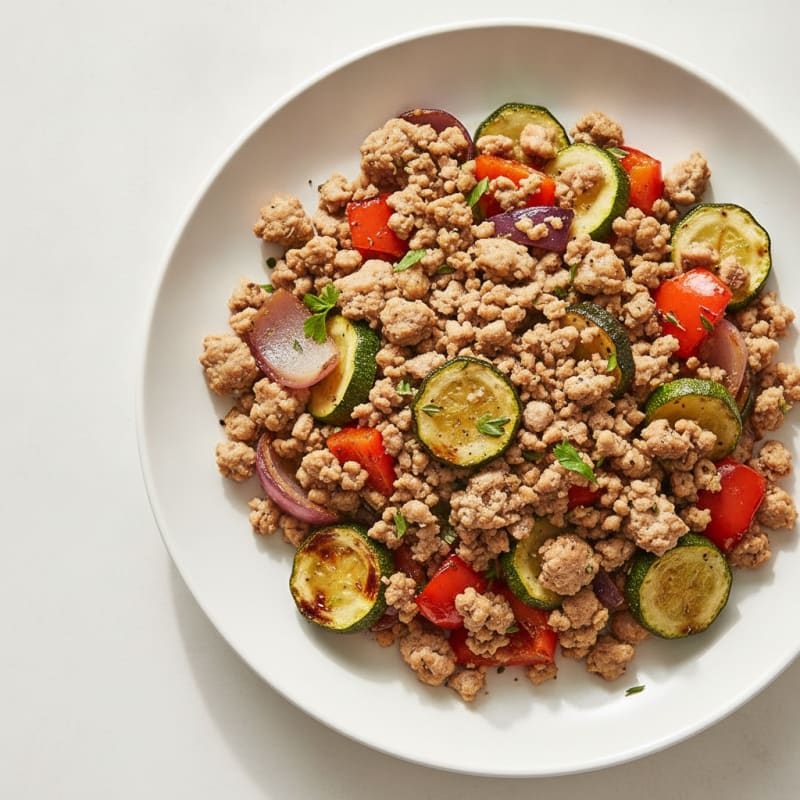 Herbed Turkey Mince with Balsamic Roasted Vegetables