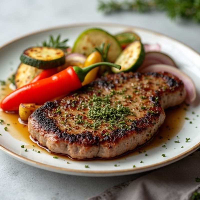 Garlic-Herb Crusted Sirloin Steak with Roasted Vegetables