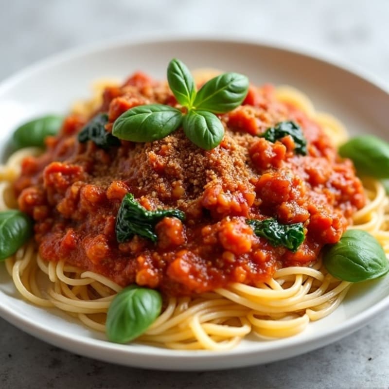 Hearty Lean Ground Turkey Marinara with Whole Wheat Spaghetti
