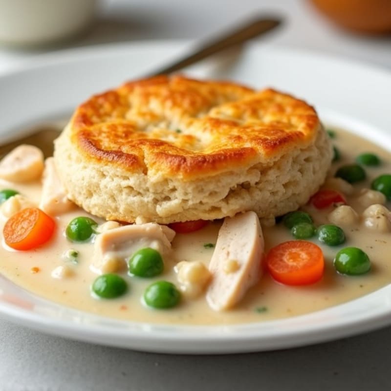 Creamy Chicken and Vegetable Pot Pie with Golden Biscuit Topping