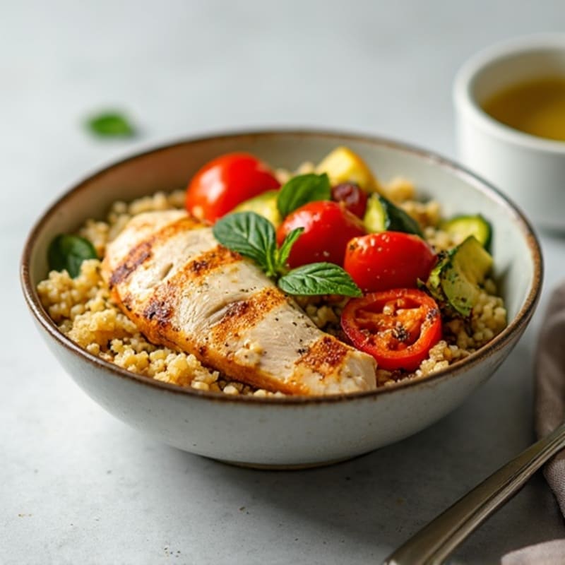 Grilled Chicken and Quinoa Bowl with Roasted Vegetables