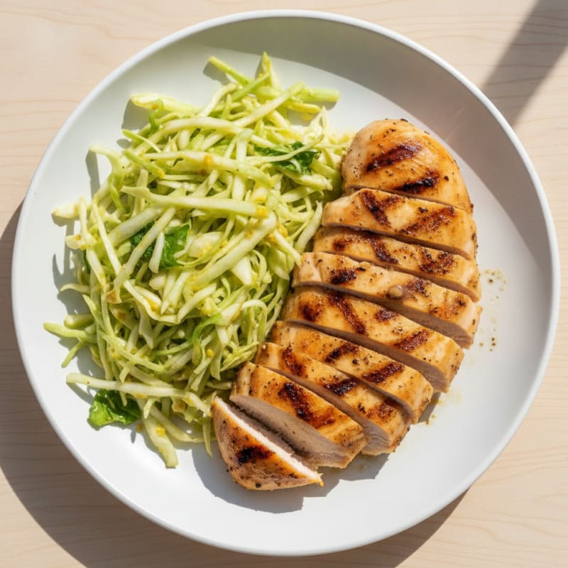 Grilled Chicken Breast with Crunchy Cabbage Slaw