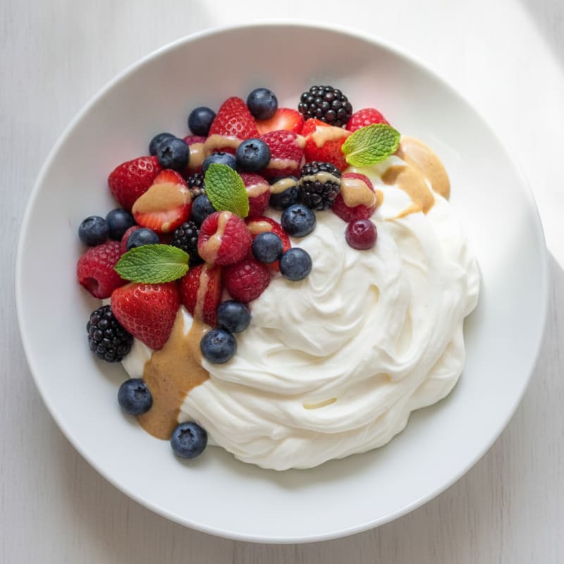 Silky Greek Yogurt Protein Mousse with Mixed Berries