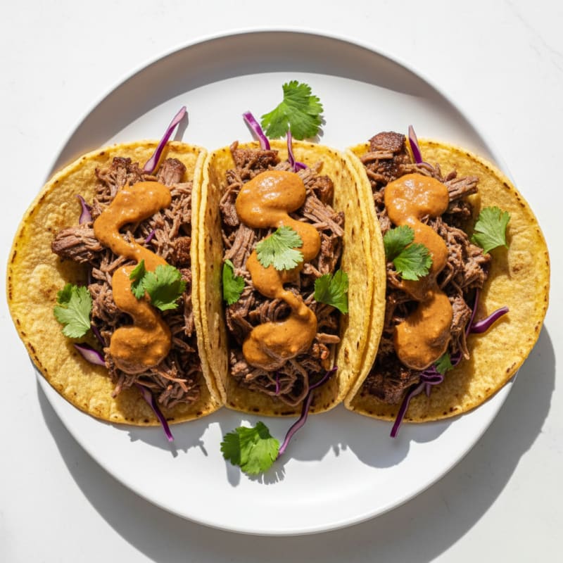 Slow-Cooked Brisket Tacos with Chipotle Crema
