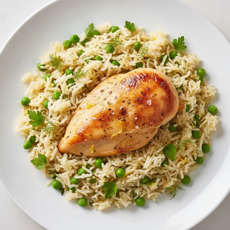 Lemon Herb Rice Pilaf with Roasted Chicken