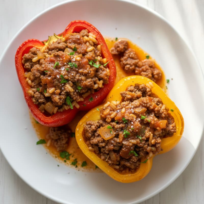 Beef and Rice Stuffed Bell Peppers