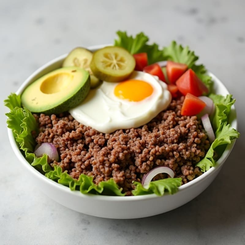 Lean Ground Beef Big Mac Style Protein Bowl