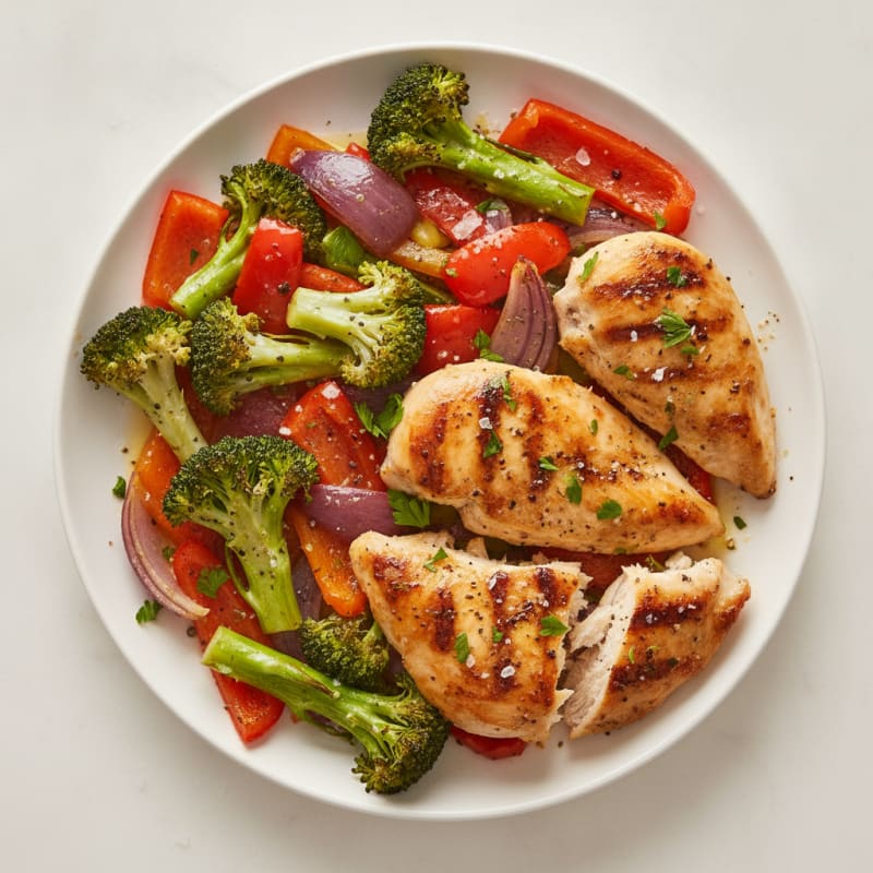 Herb-Roasted Sheet Pan Chicken and Rainbow Vegetables