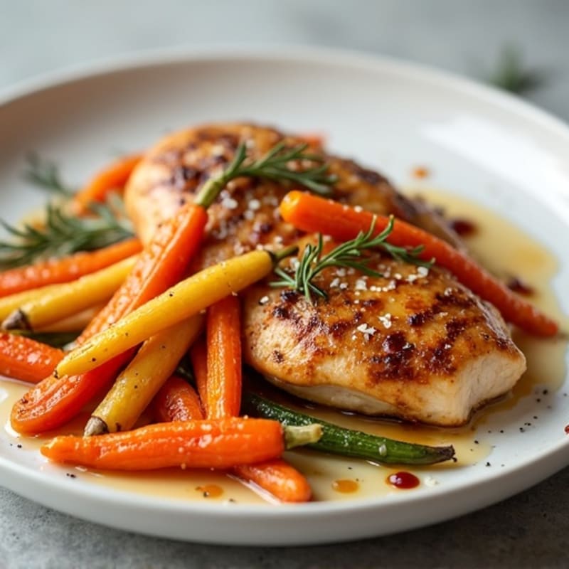 Honey-Maple Roasted Rainbow Carrots with Grilled Chicken