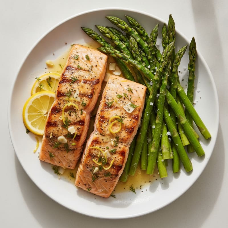 Lemon Herb Grilled Salmon with Asparagus