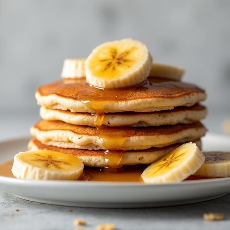 Fluffy Protein Banana Pancakes with Warm Caramelized Bananas