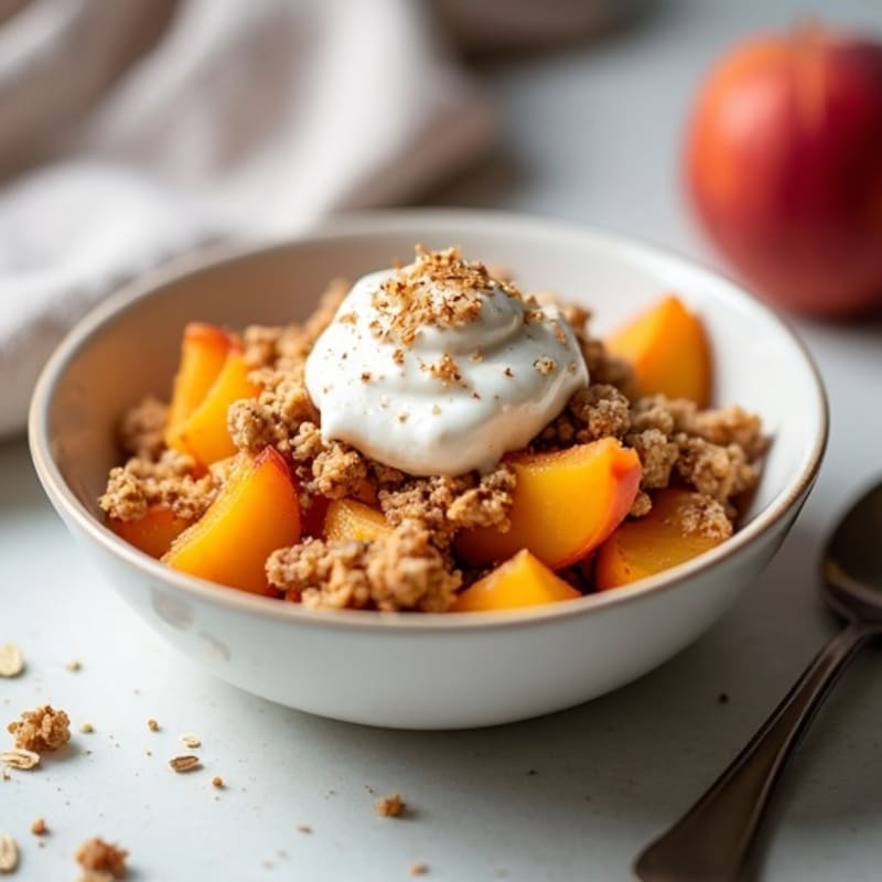 Warm Spiced Peaches with Protein Oat Crumble