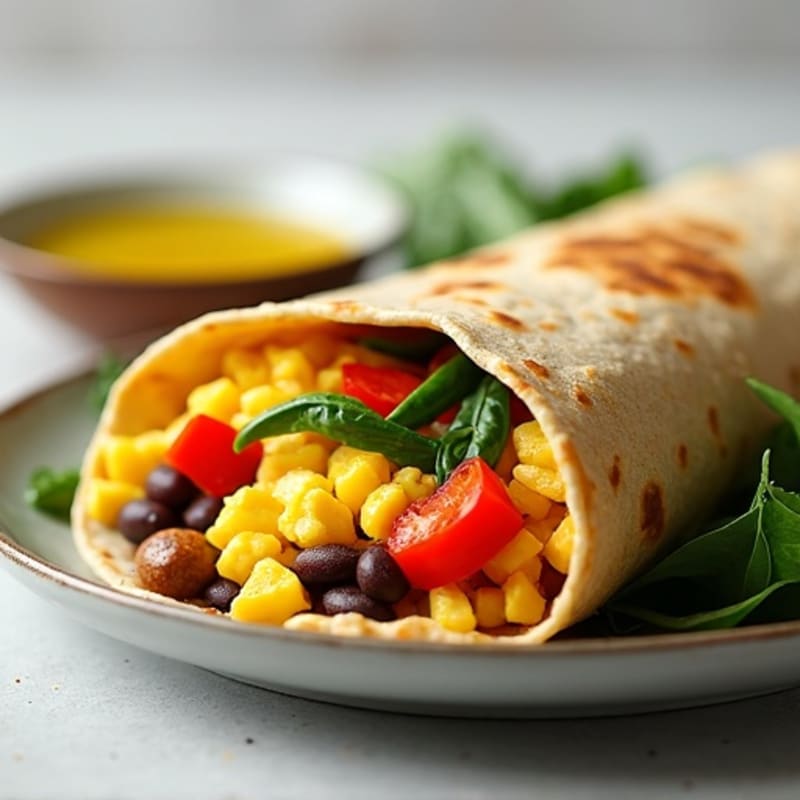 Hearty Scrambled Egg and Black Bean Burrito with Fresh Veggies