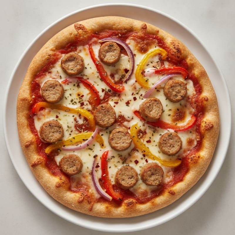 Chicken Sausage Pizza with Roasted Vegetables