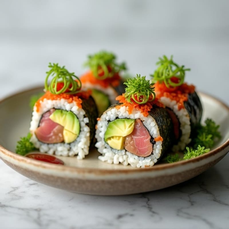 Fresh Tuna Avocado Roll with Cucumber Crunch