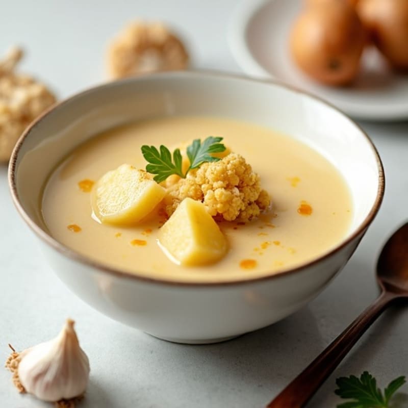 Creamy Roasted Garlic Cauliflower Potato Soup