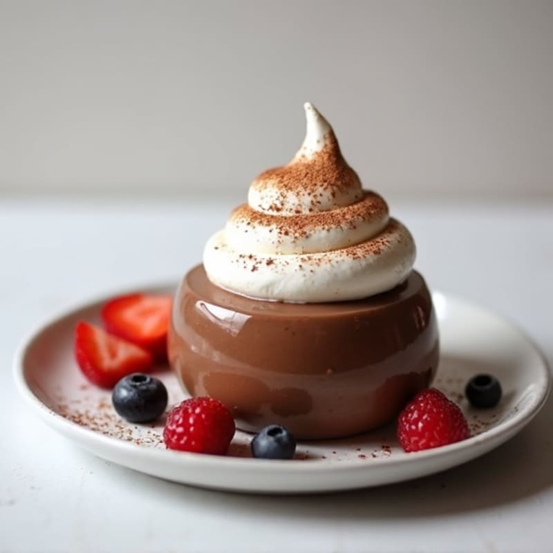 Silky Chocolate Protein Pudding with Egg White Meringue