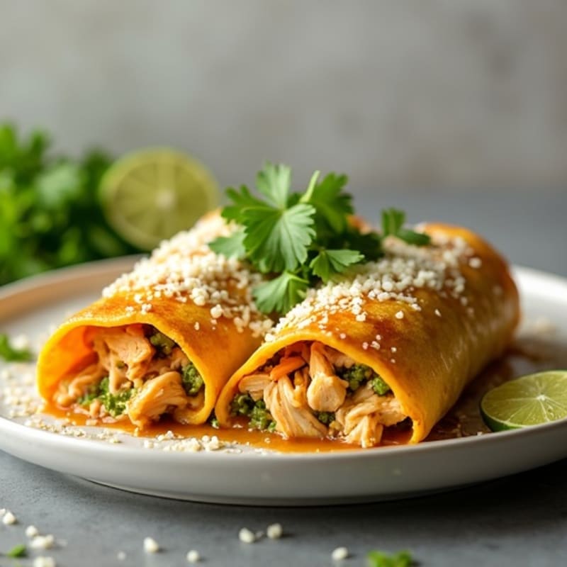 Salsa Verde Shredded Chicken Enchiladas