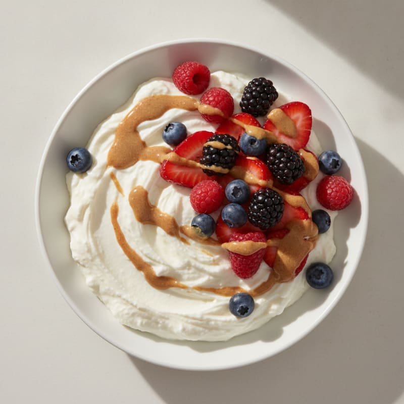 Silky Greek Yogurt Protein Pudding with Mixed Berries