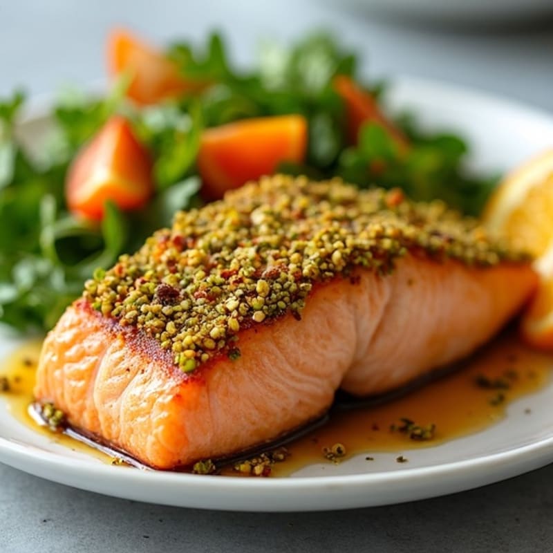 Crispy Pistachio-Crusted Salmon with Citrus-Ginger Glaze