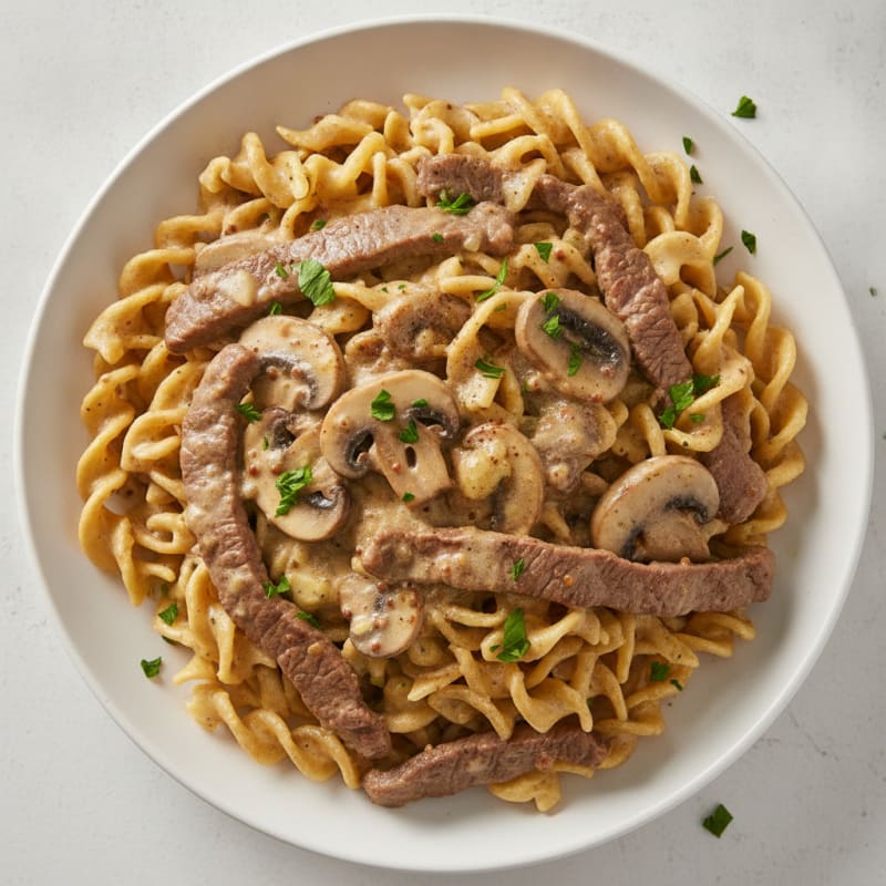 Classic Beef Stroganoff with Egg Noodles