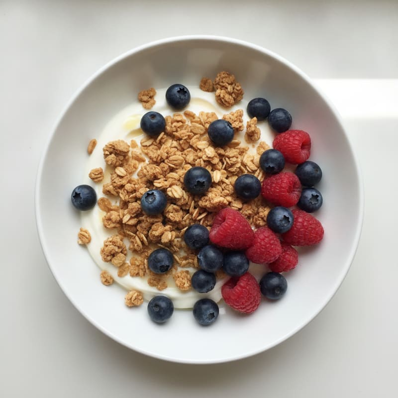 Nonfat Greek Yogurt with Protein Granola and Fresh Berries