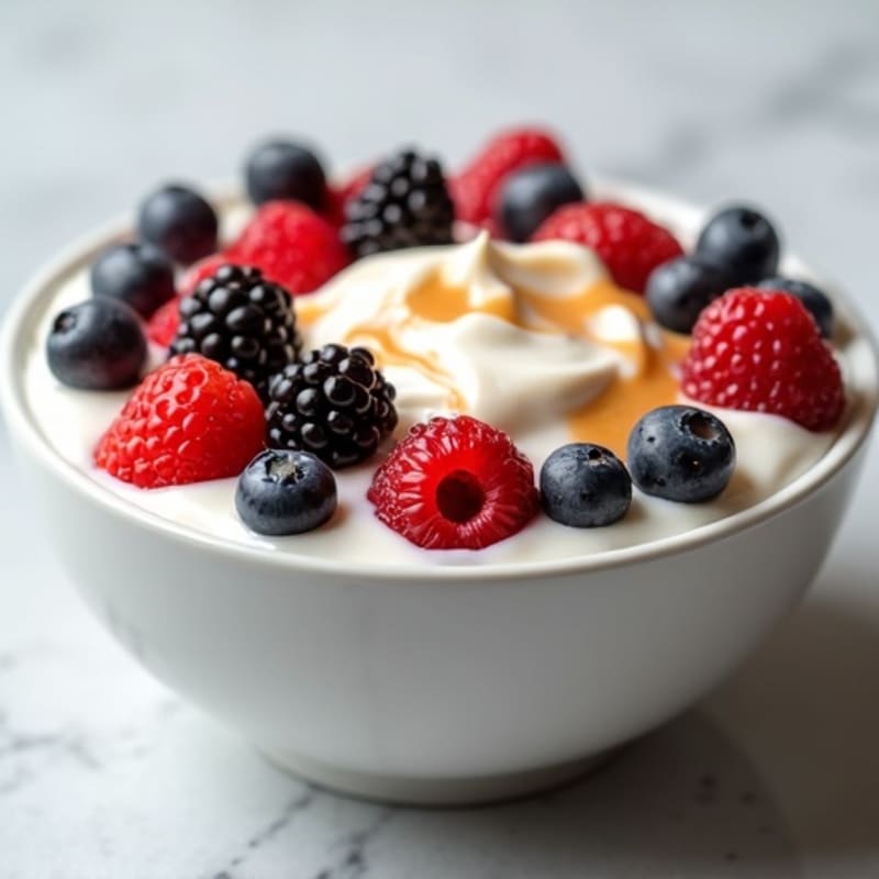 High-Protein Greek Yogurt Bowl with Mixed Berries and Almond Butter