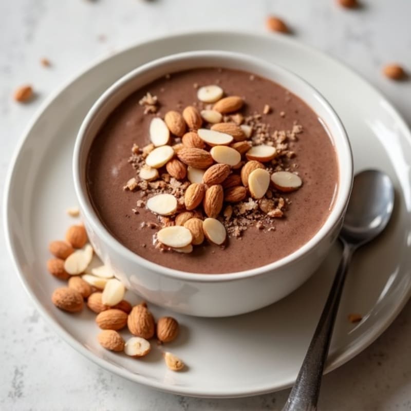 Silky Chocolate Protein Pudding with Sliced Almonds
