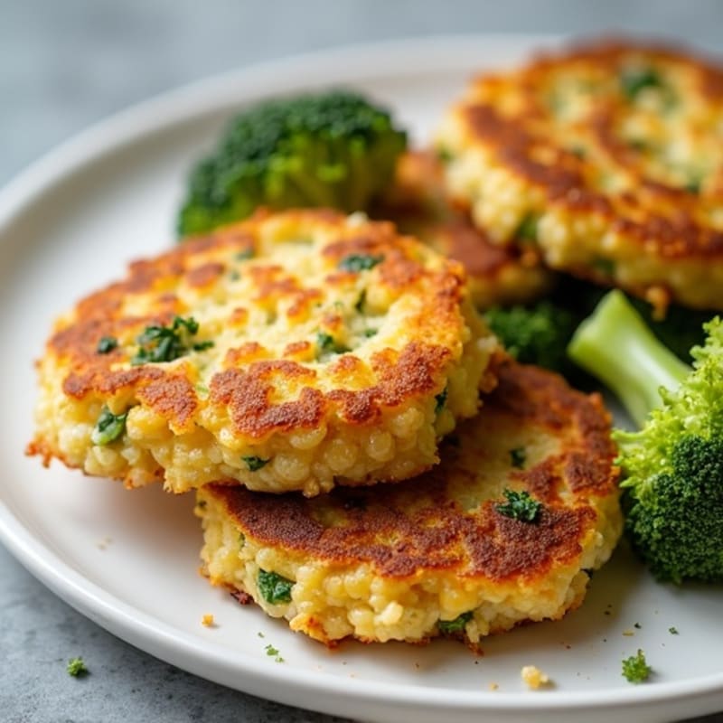 Crispy Baked Cheesy Broccoli Quinoa Fritters