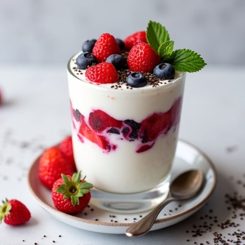 Greek Yogurt Parfait with Mixed Berries and Chia Seeds