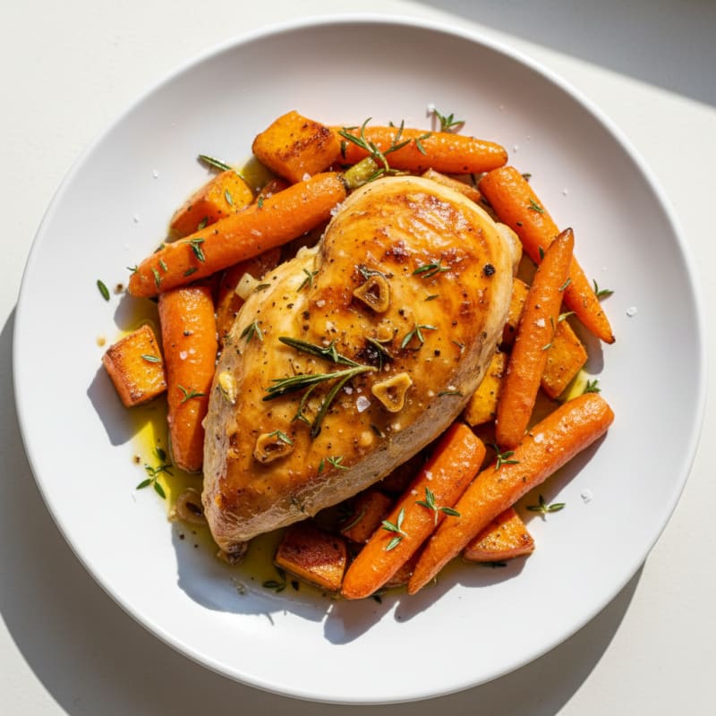 Garlic Herb Roasted Chicken with Root Vegetables
