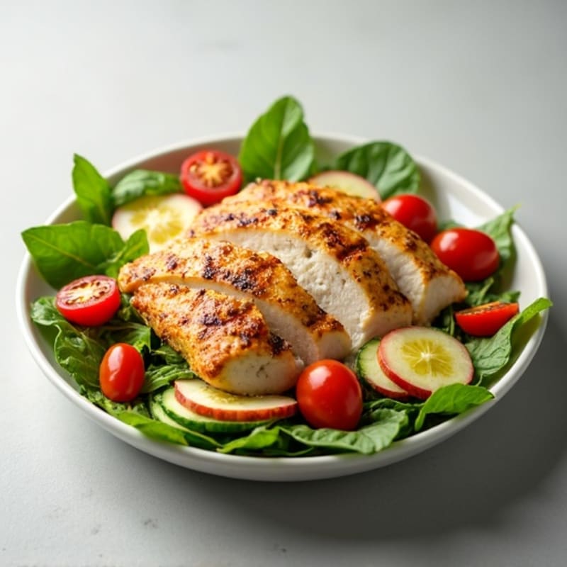 Grilled Chicken and Vegetable Salad with Apple Slices