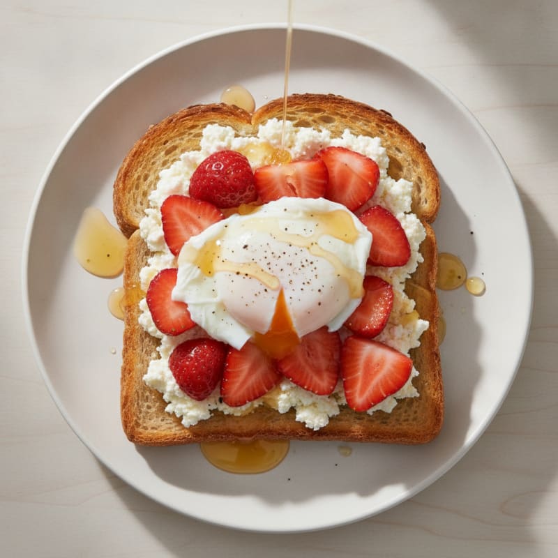 Egg and Cottage Cheese Sourdough Toast with Fresh Berries