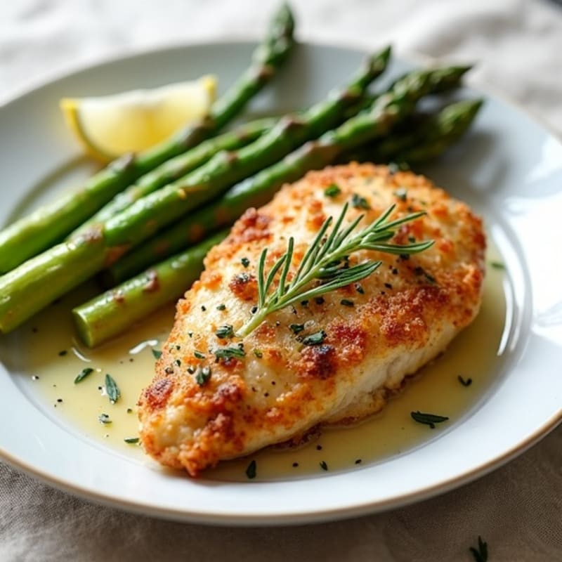 Crispy Lemon Herb Chicken with Roasted Asparagus
