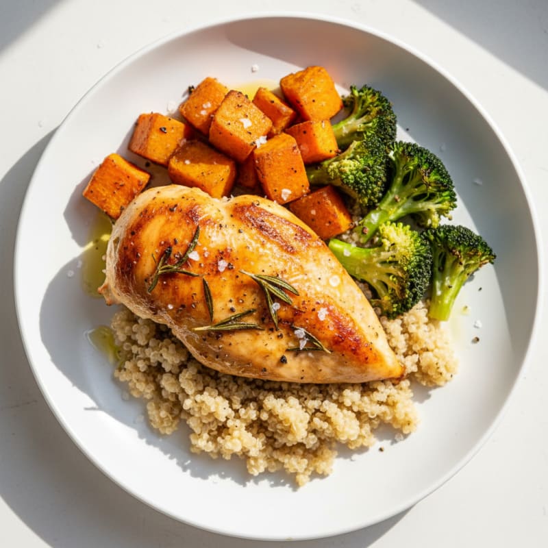 Herb-Roasted Chicken with Roasted Vegetables and Quinoa