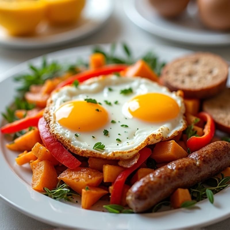 Crispy Sweet Potato Hash with Sunny-Side Up Eggs