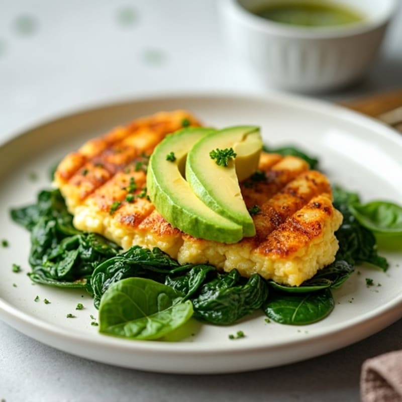 Egg White and Spinach Scramble with Grilled Chicken